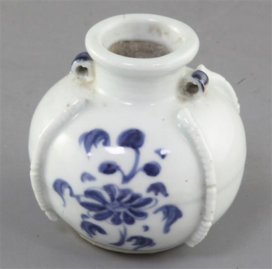 A Chinese blue and white jarlet, Yuan - Ming dynasty, height 7.5cm